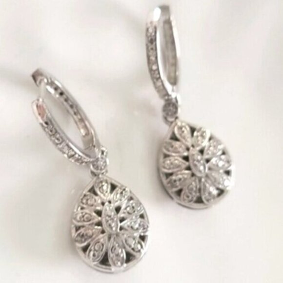 Incredible Vintage Reversible Sterling Silver Drop Dangle Crystal Earrings - Picture 1 of 9